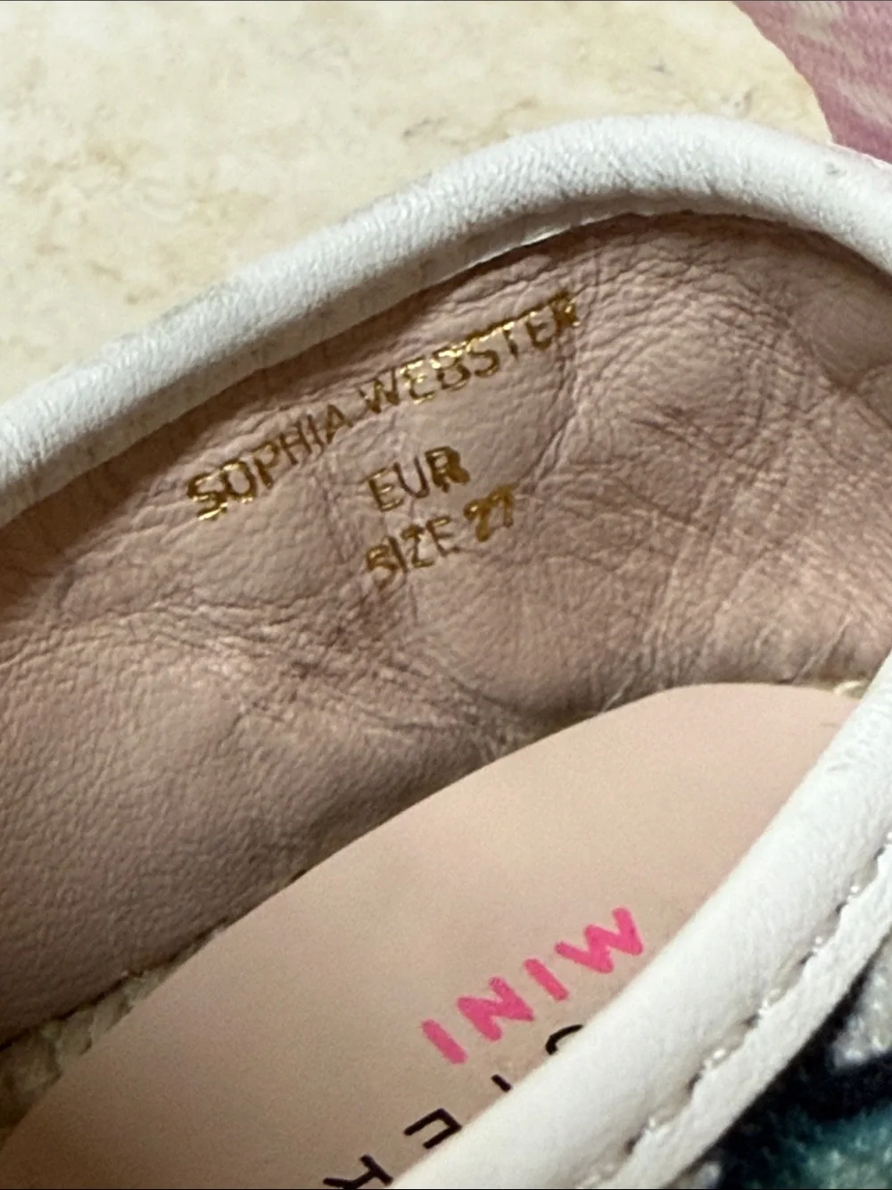 Sophia Webster Kids White Slip-On Moccasins with Pink Butterfly Appliqués